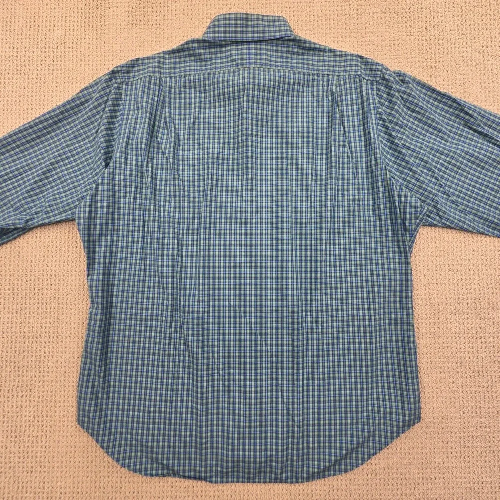 Polo Ralph Lauren Regent Classic Fit Long‎ Sleeve Shirt Green Blue Plaid Mens XL